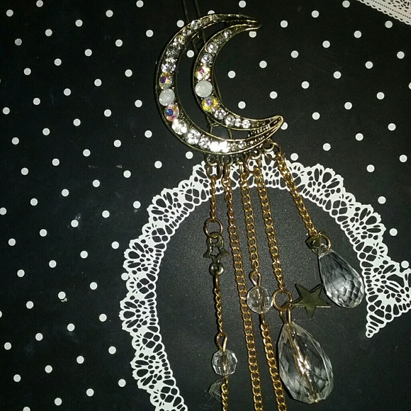 Bronze Crystal Moon Hair Barette,Really Cute!! - Picture 2 of 8